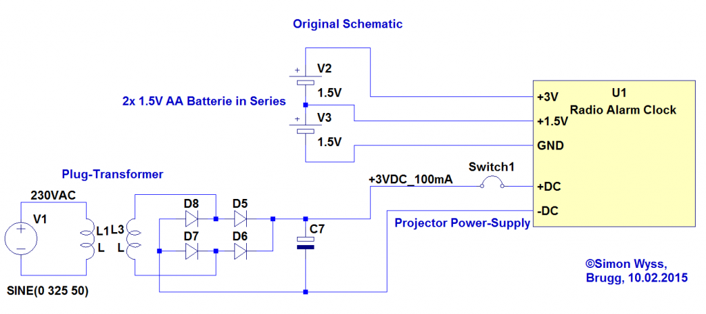 Radio Alarm Clock original schematic